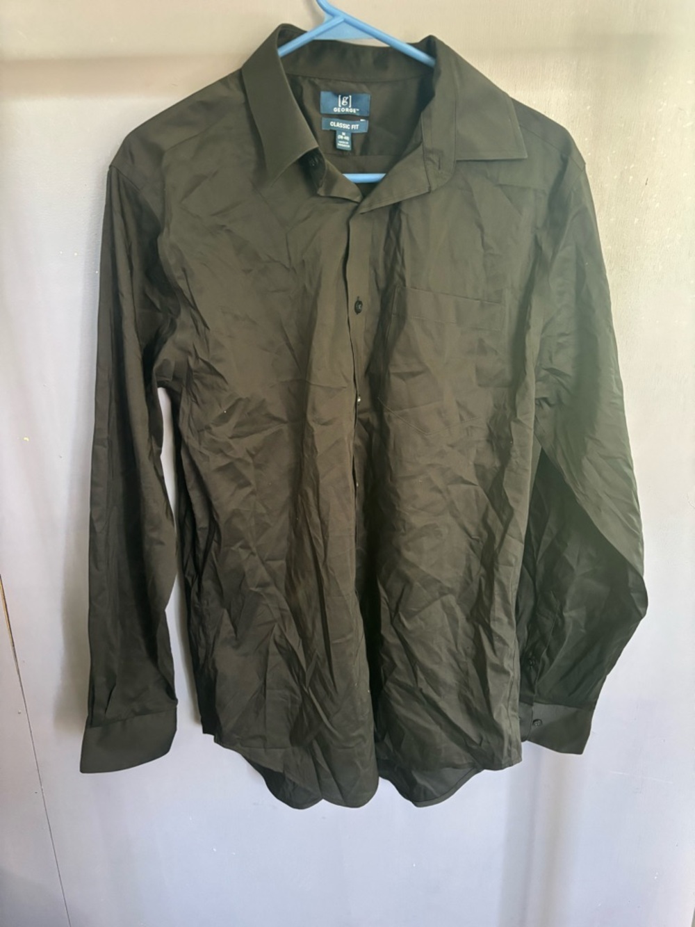 George Men's Black Button-Front Shirt